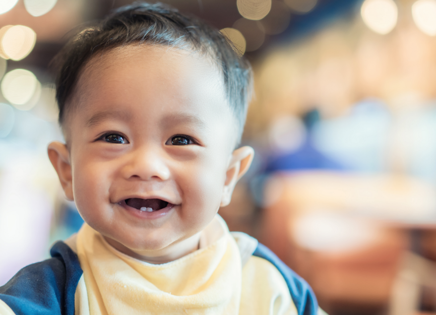 Baby with teeth coming in